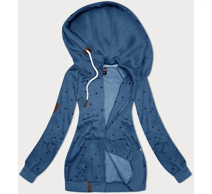 Světle modrá dámská mikina s kapucí a se vzorem model 19686423 - 6&8 Fashion