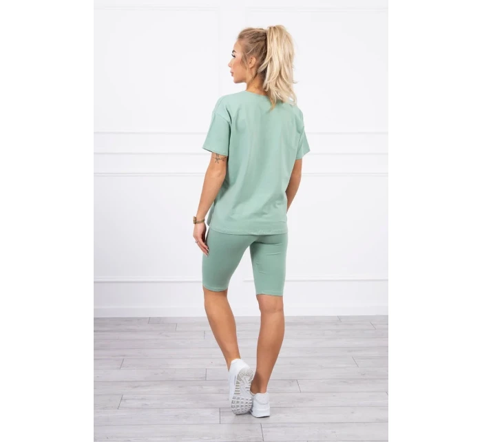 Komplet top+legginsy ciemny miętowy