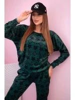 Dámská souprava z veluru s model 21149311 zelená + černá - K-Fashion Dámská souprava z veluru s model 21149311 zelená + černá - K-Fashion