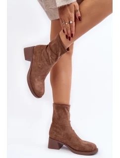 Dámské botky na nízkém podpatku hnědé model 21642131 - EVENTO