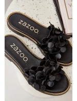 Zazoo 40381 Dámské Kožené Pantofle Na Plochém Podpatku Černé Zazoo 40381 Dámské Kožené Pantofle Na Plochém Podpatku Černé