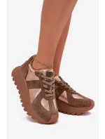 Dámské Zateplené Sneakersy Na Platformě Big Star OO274A218 HI-POLY SYSTEM Hnědé Dámské Zateplené Sneakersy Na Platformě Big Star OO274A218 HI-POLY SYSTEM Hnědé