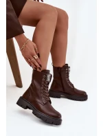 Dámské workery s ozdobou eko kůže čokoládové Karessa Dámské workery s ozdobou eko kůže čokoládové Karessa