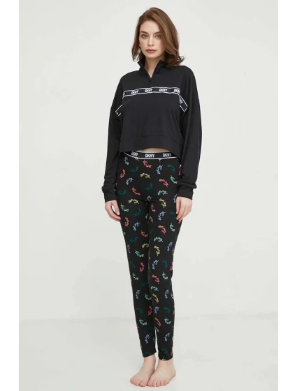 Dámské pyžamo YI80001 črné s potiskem - DKNY Dámské pyžamo YI80001 črné s potiskem - DKNY