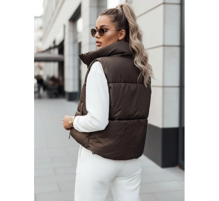 Dámská přechodná krátká prošívaná oboustranná kávová vesta LEOVELLA FashionStreet TY4648 Dámská přechodná krátká prošívaná oboustranná kávová vesta LEOVELLA FashionStreet TY4648