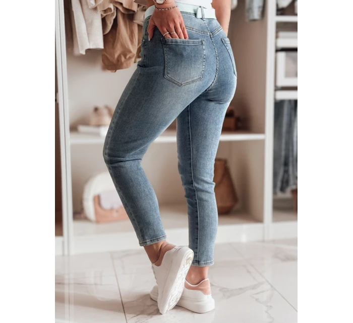 Dámské džínové kalhoty slim fit s páskem TRENDLINE modré FashionStreet UY2478