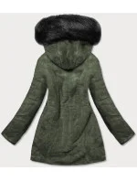 Černá/khaki teplá oboustranná dámská zimní bunda (w610)