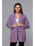 Krátký fialový vlněný přehoz přes oblečení typu alpaka model 18059147 - MADE IN ITALY Krátký fialový vlněný přehoz přes oblečení typu alpaka model 18059147 - MADE IN ITALY