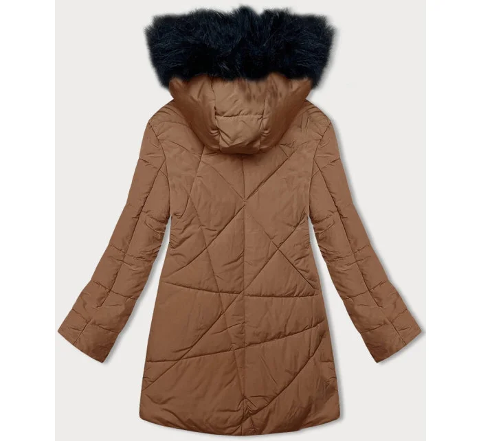 Dámská zimní bunda v karamelové barvě s kožešinou model 21246621 - MELYA MELODY