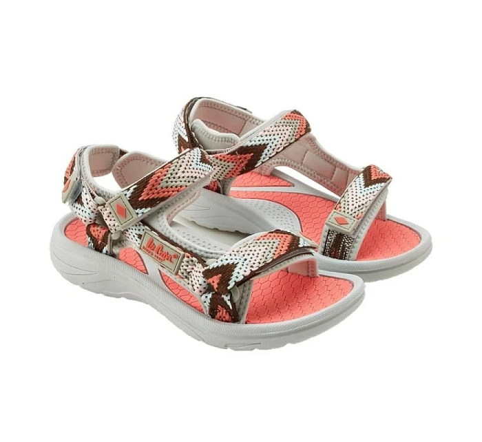 Lee Cooper dámské boty na suchý zip sandály na léto plážové světle šedé růžové dámské