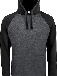 SOL'S Seattle Unisex 2-barevná raglánová mikina s kapucí 25.2998 charcoal melange/black
