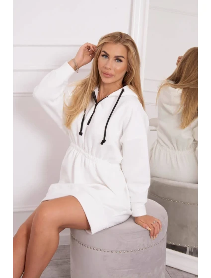 Zateplené šaty s kapucí ecru Zateplené šaty s kapucí ecru