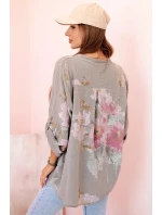 Dámská blůza z bavlny s květinovým vzorem a knoflíky fango Dámská blůza z bavlny s květinovým vzorem a knoflíky fango