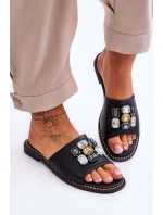 Dámské sandály s kamínky model 21619169 Černá - S.Barski