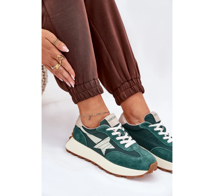 Dámské Sportovní Boty Z Semiše Na Platformě model 21686705 Zelené - VINCEZA