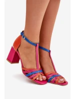 Kožené sandály na podpatku Laura Messi 2879 multikolor