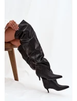 Nazouvací dámské kozačky na jehlovém podpatku černé Ysolienne Nazouvací dámské kozačky na jehlovém podpatku černé Ysolienne