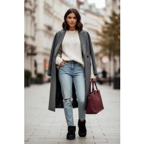 Ženské sněhule z přírodního semiše černé Mairene