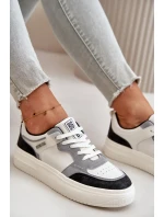 Dámské Nízké Tenisky Z Eko Kůže Big Star Bílo-Šedé Dámské Nízké Tenisky Z Eko Kůže Big Star Bílo-Šedé