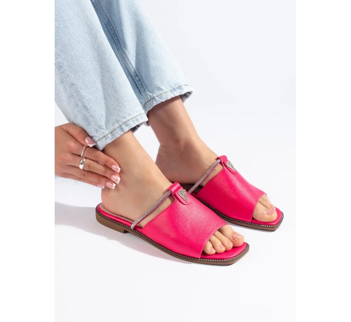 Módní  nazouváky dámské růžové bez podpatku