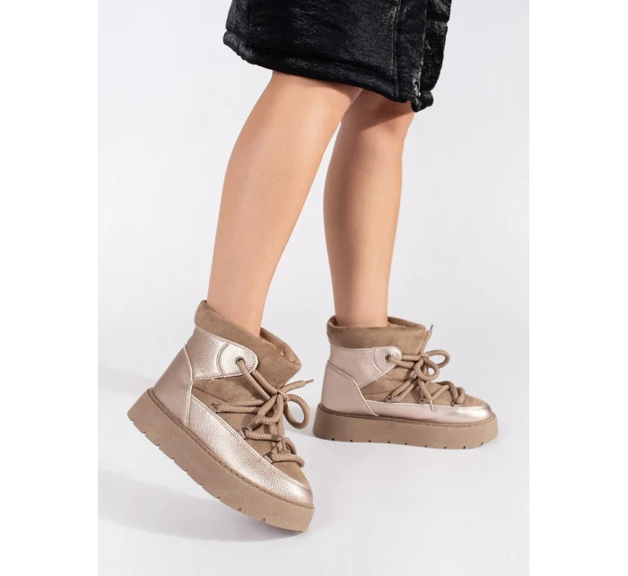 Moderní dámské sněhule hnědé platforma Moderní dámské sněhule hnědé platforma