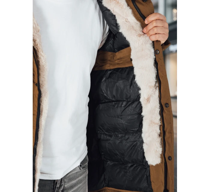 Pánská zimní bunda parka s kapucí FashionStreet hnědá TX4972