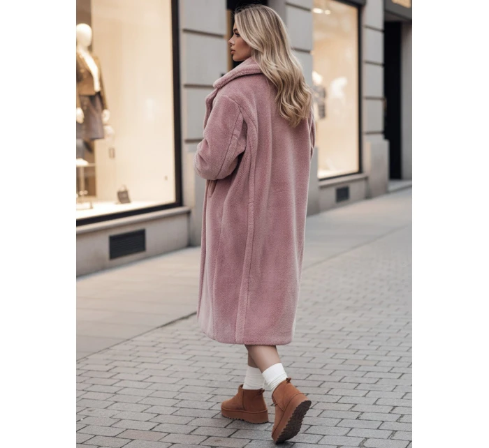 Dámský zimní kabát LUXERII dlouhý kožich růžový FashionStreet TY4689z