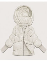 Dámská bunda s pletenými manžetami, oversize, barva ecru (B6078-9) Dámská bunda s pletenými manžetami, oversize, barva ecru (B6078-9)