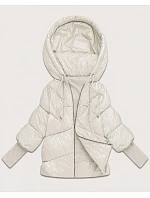 Dámská bunda s pletenými manžetami, oversize, barva ecru (B6078-9) Dámská bunda s pletenými manžetami, oversize, barva ecru (B6078-9)