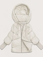Dámská bunda s pletenými manžetami, oversize, barva ecru (B6078-9)