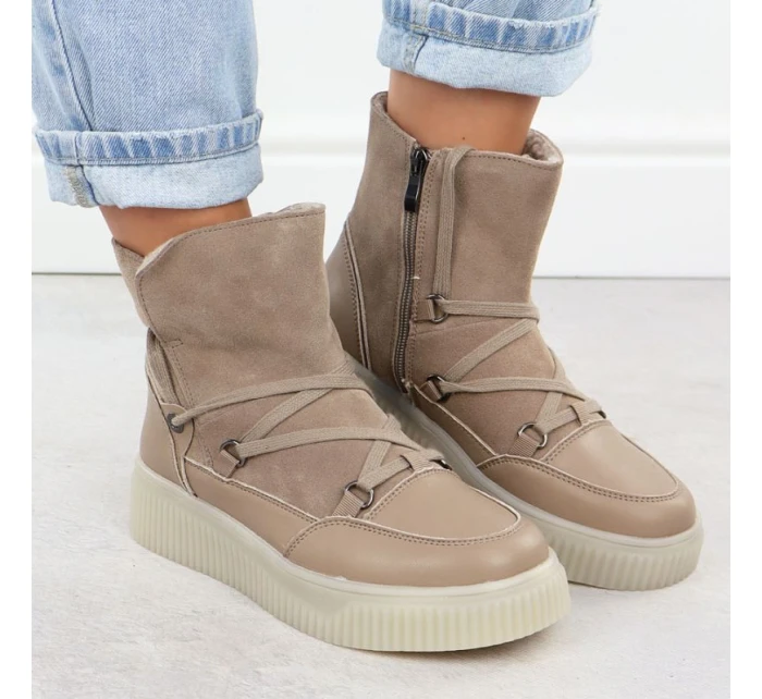 Dámské béžové kožené boty Filippo DBT7162