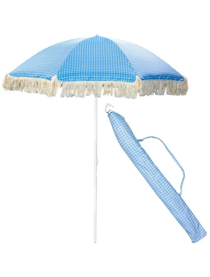 PLÁŽOVÝ A ZAHRADNÍ SLUNEČNÍK SE STŘAPCI 174 CM MODRÝ PLÁŽOVÝ A ZAHRADNÍ SLUNEČNÍK SE STŘAPCI 174 CM MODRÝ