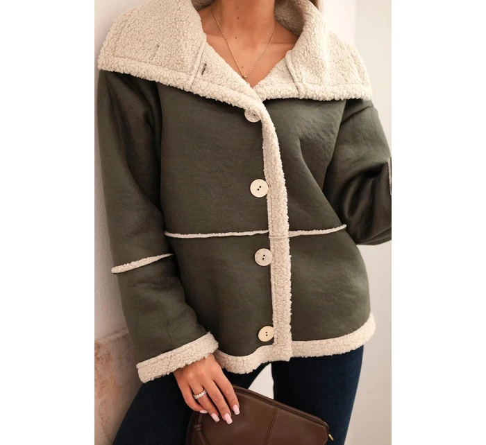 Dámská bunda Plus Size s kapucí a kapsami zateplená model 21441604 camelová - K-Fashion