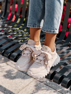 Dámské Kožené Tenisky Béžové model 21671647 - CheBello