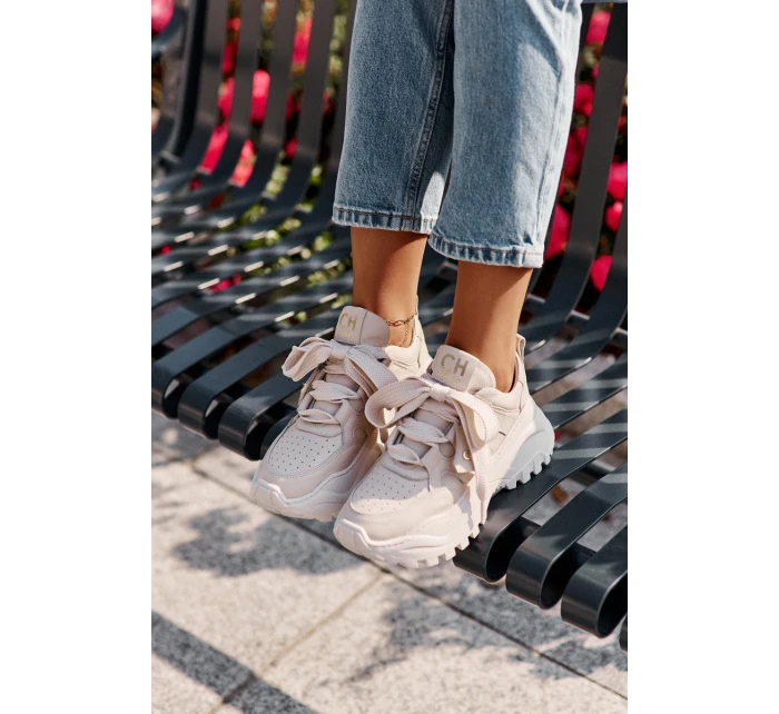 Dámské Kožené Tenisky Béžové model 21671647 - CheBello