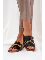 Kožené Ploché Elegantní Pantofle S Mašlí Lewski model 21684473 Černé - Boto Kožené Ploché Elegantní Pantofle S Mašlí Lewski model 21684473 Černé - Boto