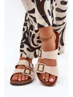 Dámské Pantofle Na Korek Platformě S Přezkami Béžové Vesina Dámské Pantofle Na Korek Platformě S Přezkami Béžové Vesina