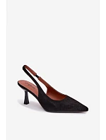 Dámské sandály na jehlovém podpatku z imitace semiše Černé Saria