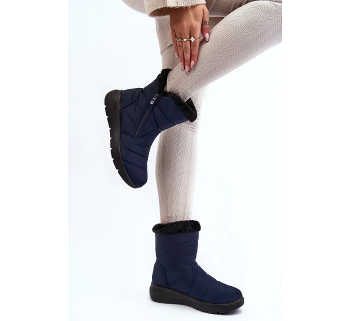 Dámské sněhule na zip s kožíškem, tmavě modrá Zeuna Dámské sněhule na zip s kožíškem, tmavě modrá Zeuna