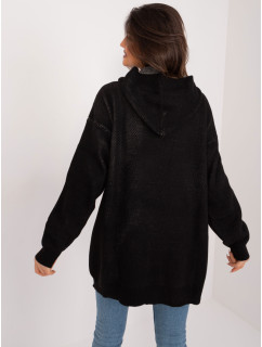 Černý dámský oversize svetr s přední kapsou