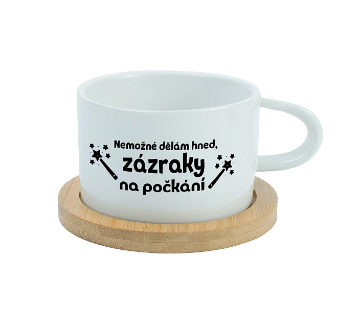 NEMOŽNÉ DĚLÁM HNED, ZÁZRAKY NA POČKÁNÍ - bílý hrníček makronka 200 ml