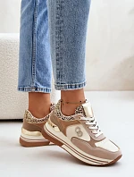 Dámská sportovní obuv YY-6B model 201042 Béžová se zlatou - Step in style