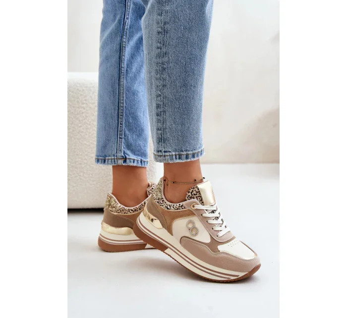 Dámská sportovní obuv YY-6B model 201042 Béžová se zlatou - Step in style Dámská sportovní obuv YY-6B model 201042 Béžová se zlatou - Step in style