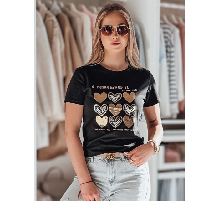 Dámské tričko se srdcem LOVETIK černé FashionStreet RY2734 Dámské tričko se srdcem LOVETIK černé FashionStreet RY2734