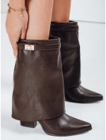Dámské kozačky s širokým svrškem hnědé FashionStreet ZY1108