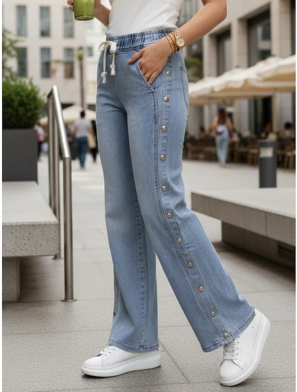 Dámské džíny s širokými nohavicemi modré FashionStreet UY2986