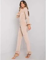 Dámské velurové pyžamo s dlouhými rukávy Goodlookin beige (7394) Dámské velurové pyžamo s dlouhými rukávy Goodlookin beige (7394)