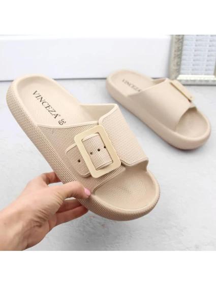 Žabky s přezkou W model 21875102 beige - VINCEZA