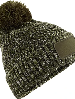 Beechfield B 331 Pletená čepice s bambulí "Ramble Patch" 53.0331 moss green twist