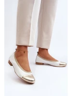 Zazoo 2890 Kožené baleríny bílo-zlaté